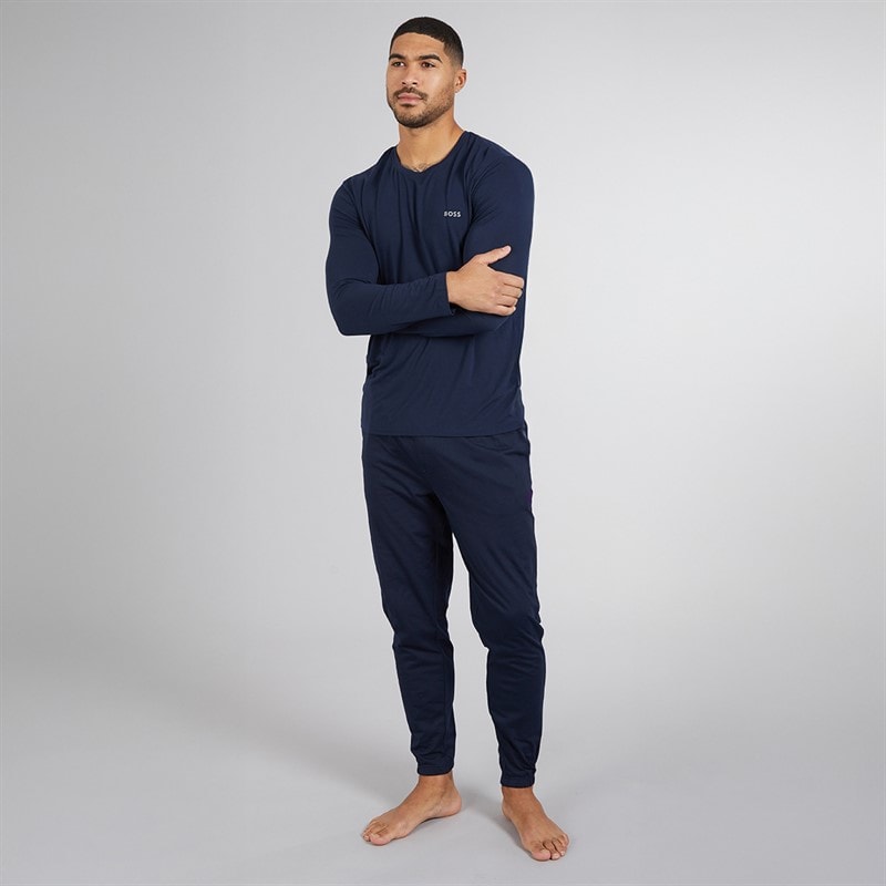 BOSS Mens Long Sleeve Pyjama Top Dark Blue - Image 4