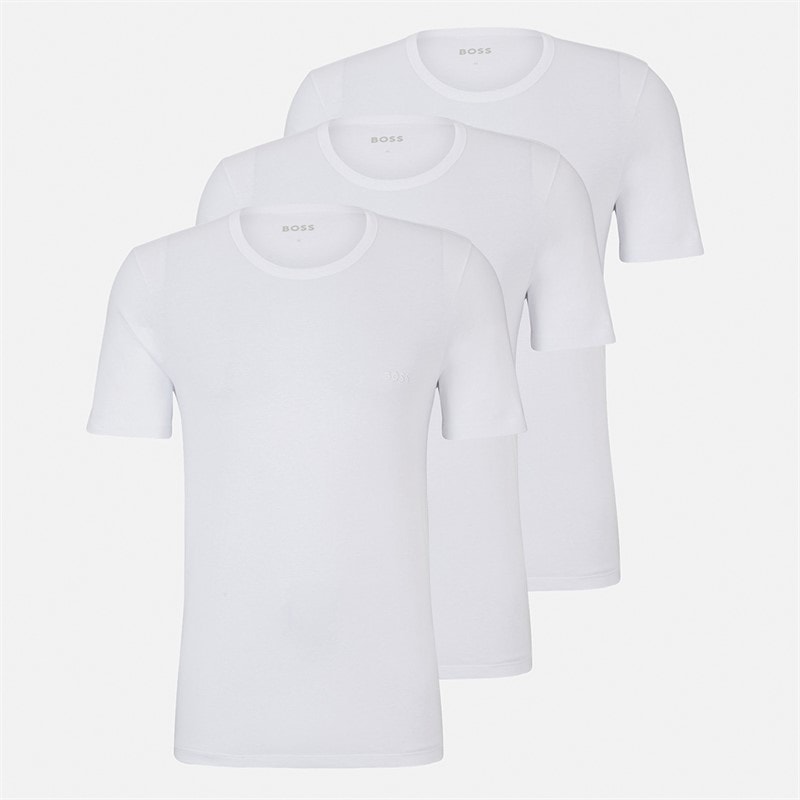 BOSS Mens Three Pack T-Shirts White