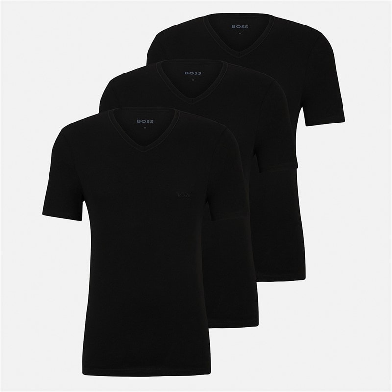 BOSS Mens Three Pack T-Shirts Black