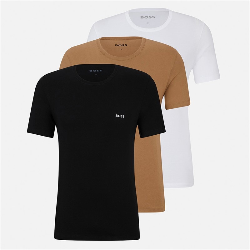 BOSS Mens Three Pack T-Shirts Medium Beige