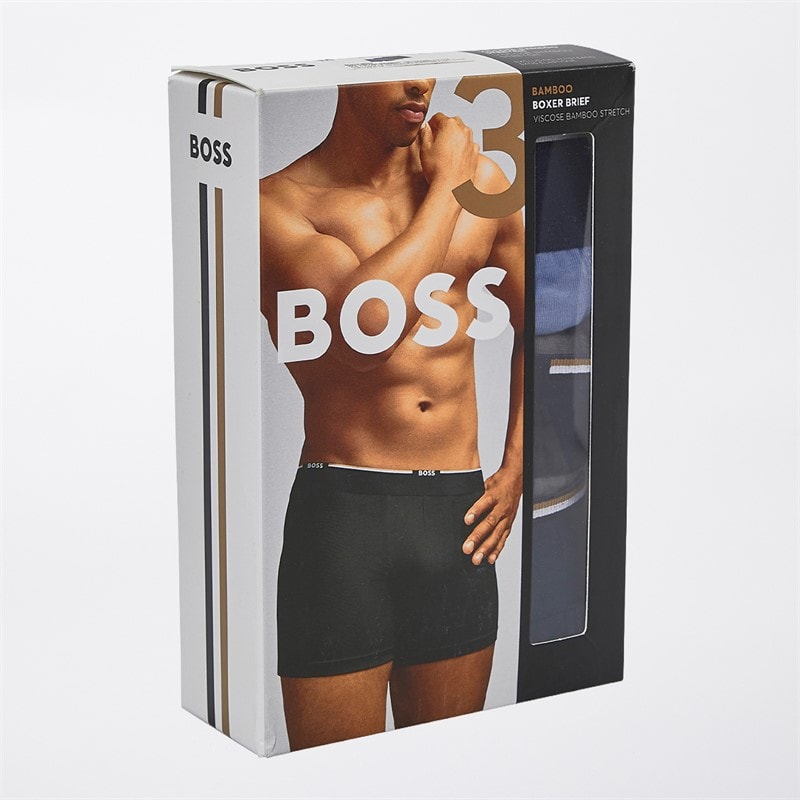 BOSS Mens Bamboo Three Pack Boxer Briefs Open Multi Open Miscellaneous - Image 1