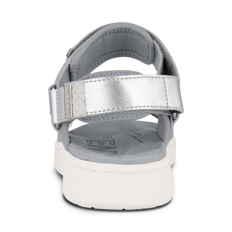 Woden Womens Line Metallic Sandals 039 Silver - Image 3