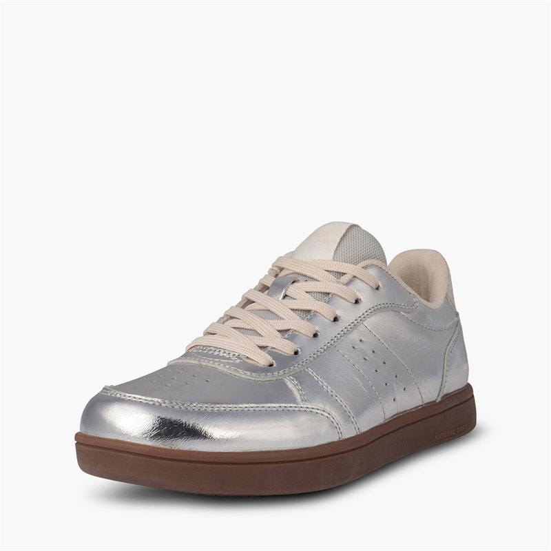 Woden Womens Bjork Leather Sneakers 039 Silver