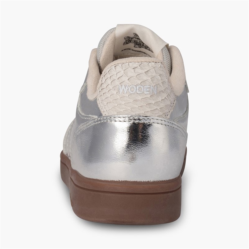 Woden Womens Bjork Leather Sneakers 039 Silver - Image 3