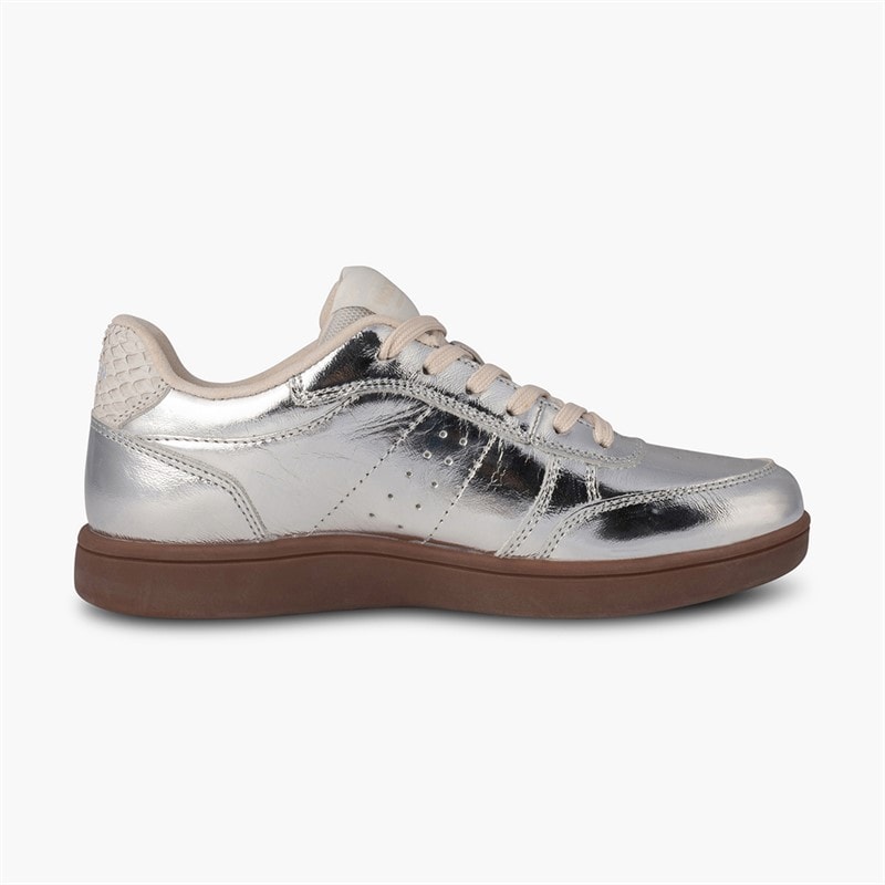 Woden Womens Bjork Leather Sneakers 039 Silver - Image 4