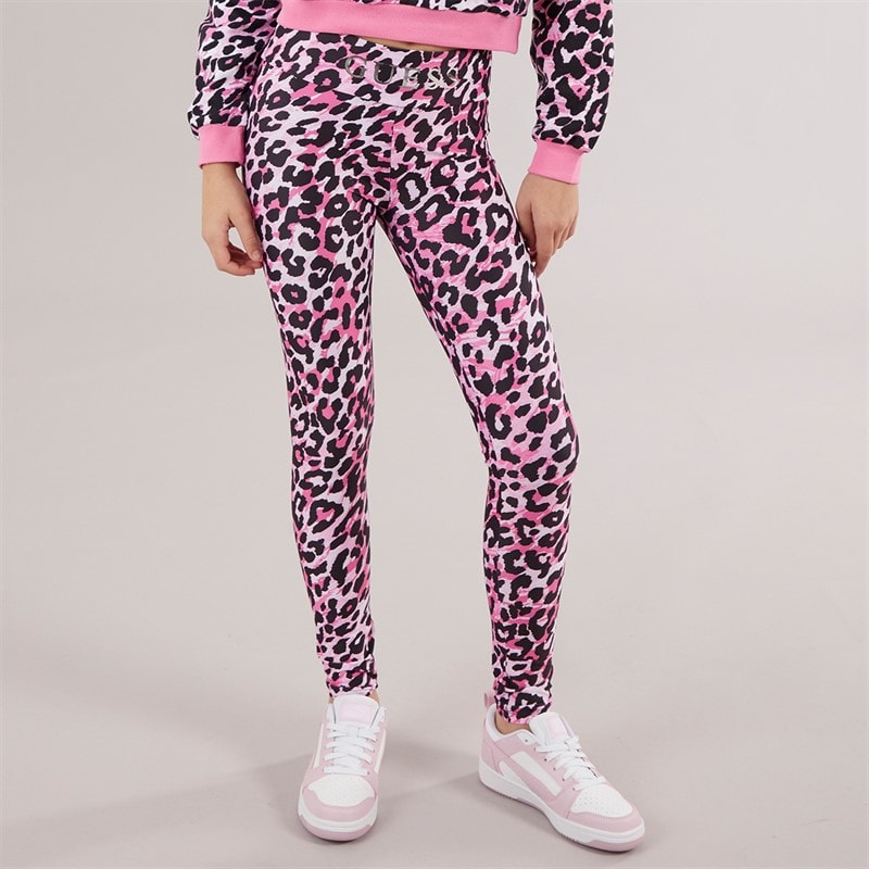 Guess Girls Leggings Leopard Pink Combo