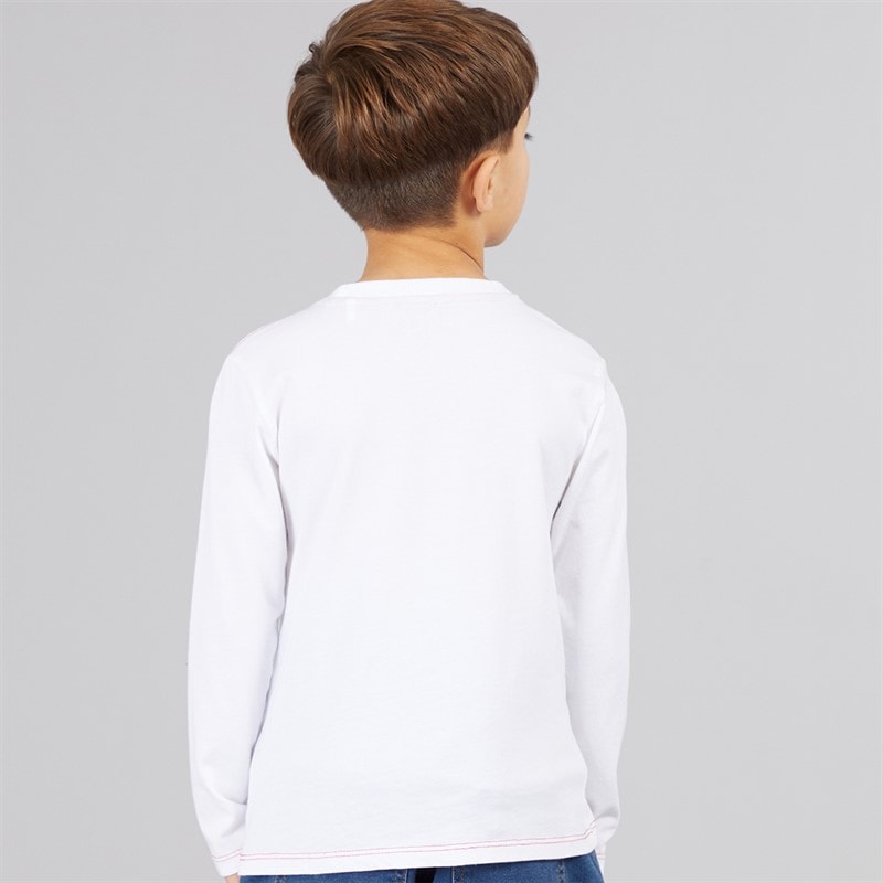 Guess Boys Long Sleeve T-Shirt Pure White - Image 2