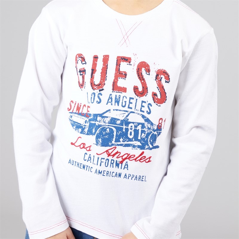Guess Boys Long Sleeve T-Shirt Pure White - Image 3