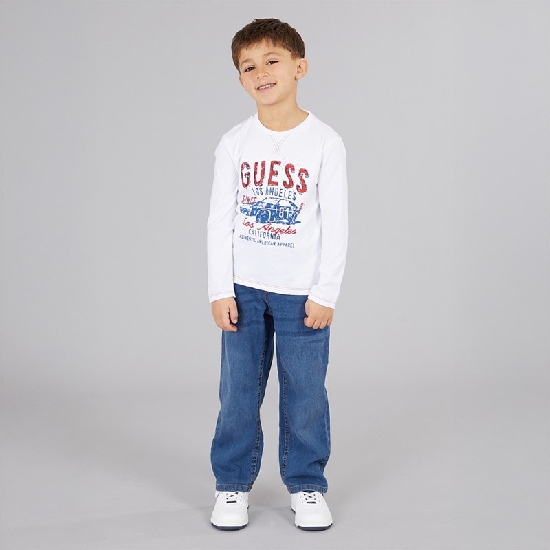 Guess Boys Long Sleeve T-Shirt Pure White - Image 4