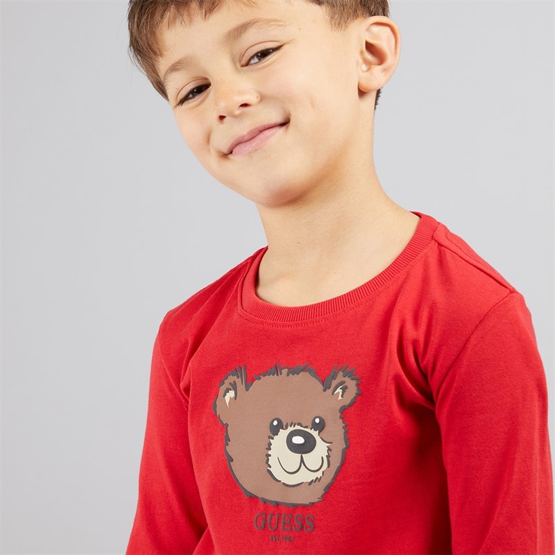 Guess Boys Long Sleeve T-Shirt Spicy Red - Image 3