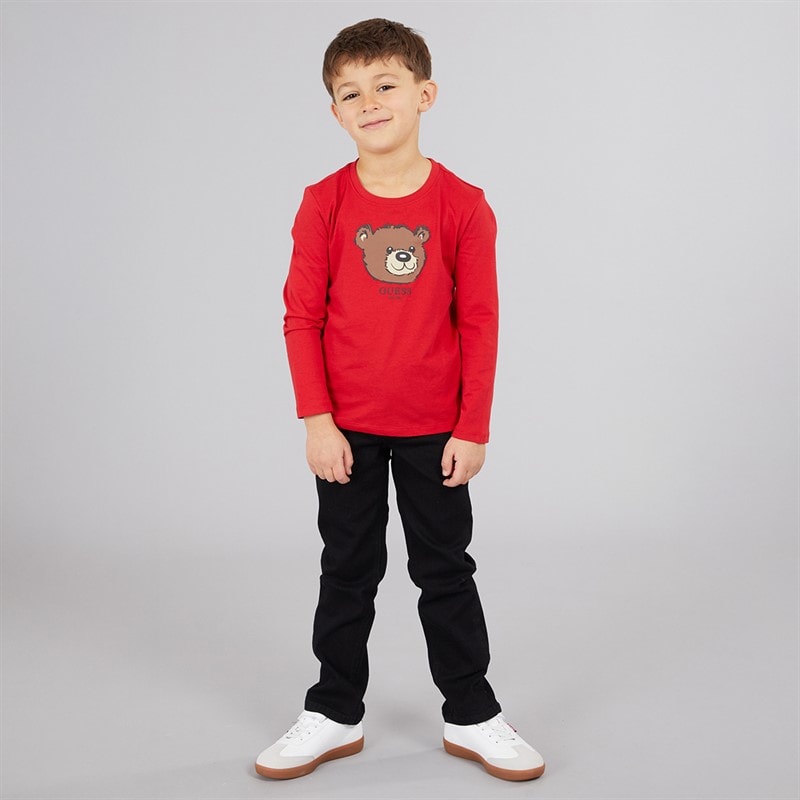 Guess Boys Long Sleeve T-Shirt Spicy Red - Image 4