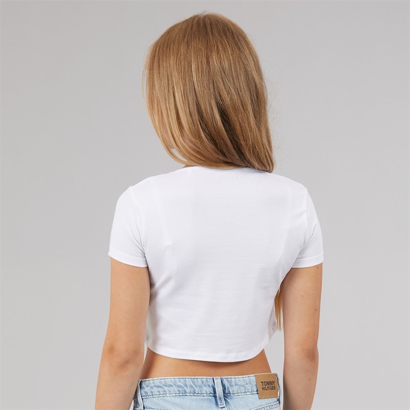 Guess Girls Crop T-Shirt Pure White - Image 2