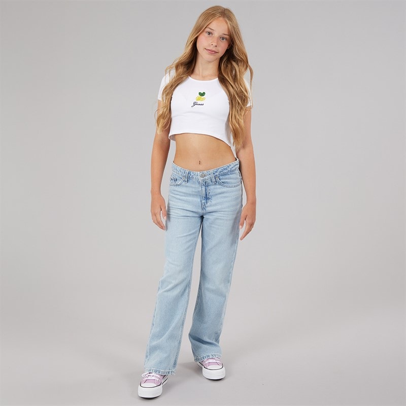 Guess Girls Crop T-Shirt Pure White - Image 4