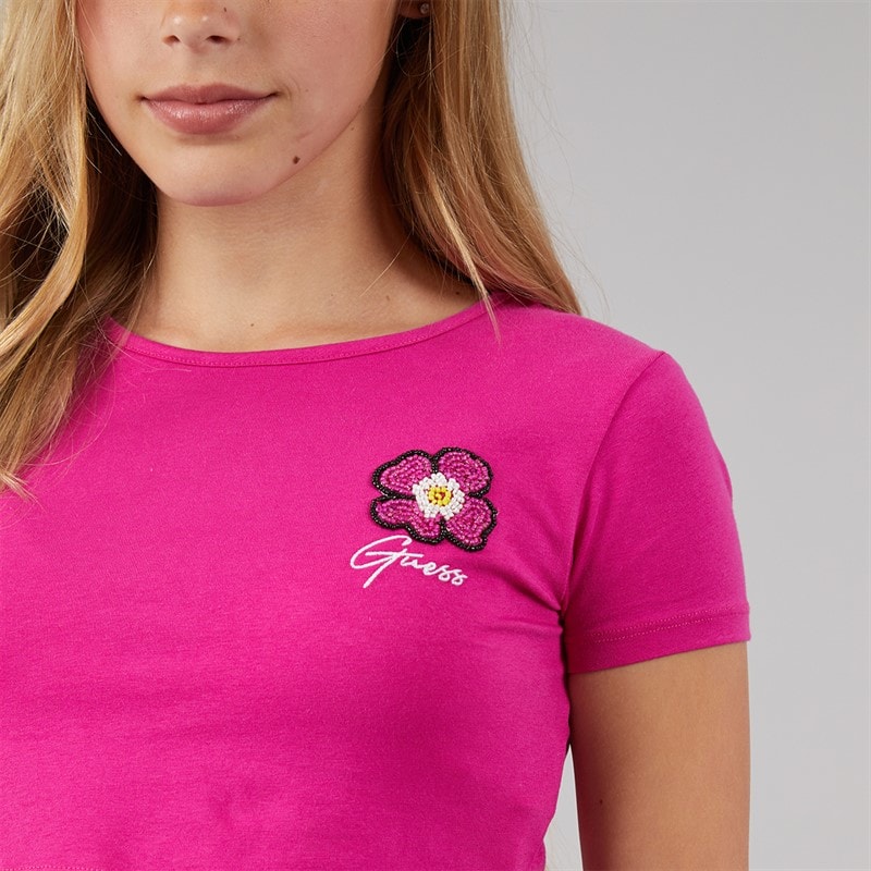 Guess Girls Crop T-Shirt Purple Dragonfruit - Image 3