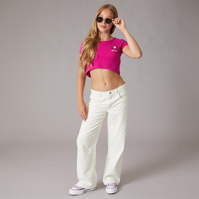 Guess Girls Crop T-Shirt Purple Dragonfruit - Image 4