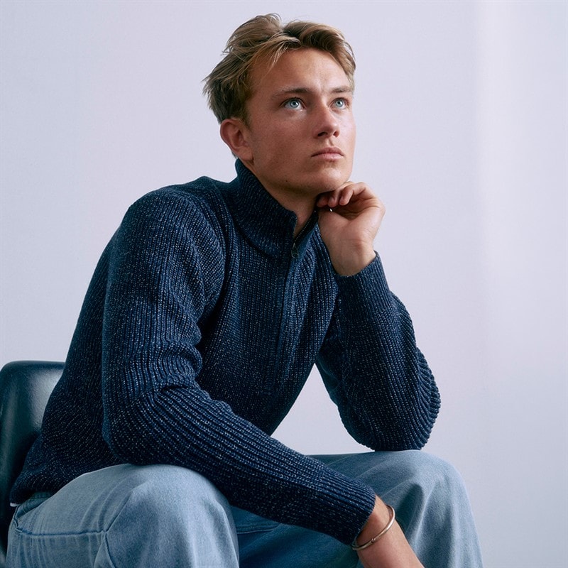 GRUNT Boys GRTone Long Sleeve Half Zip Knit Sweatshirt Navy Melange