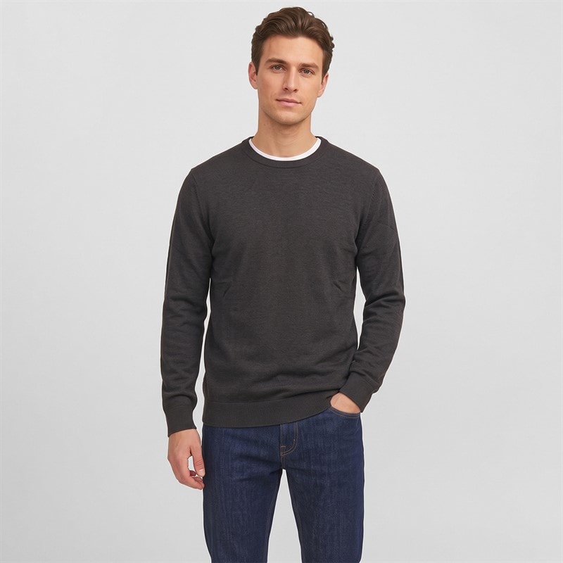 Indicode Mens Wildman Knitted Jumper Charcoal Mix