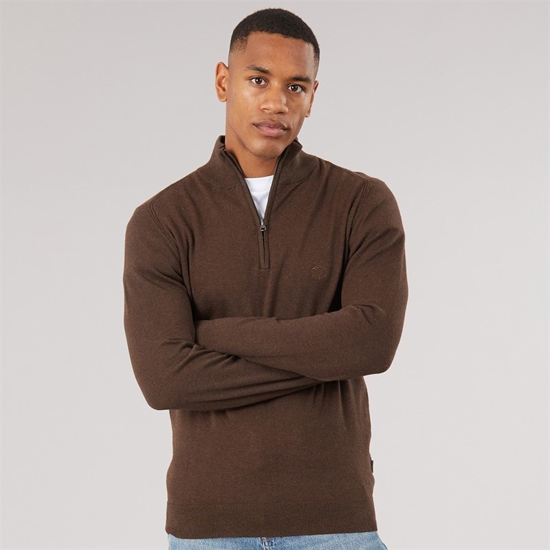 Indicode Mens Liliamos Knitted Jumper Dark. Brown Mix Dark Brown Mix