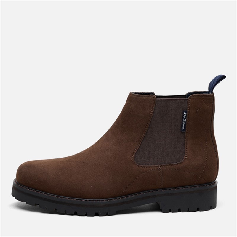 Ben Sherman Mens Chesterley Chelsea Boots Brown IMI Suede