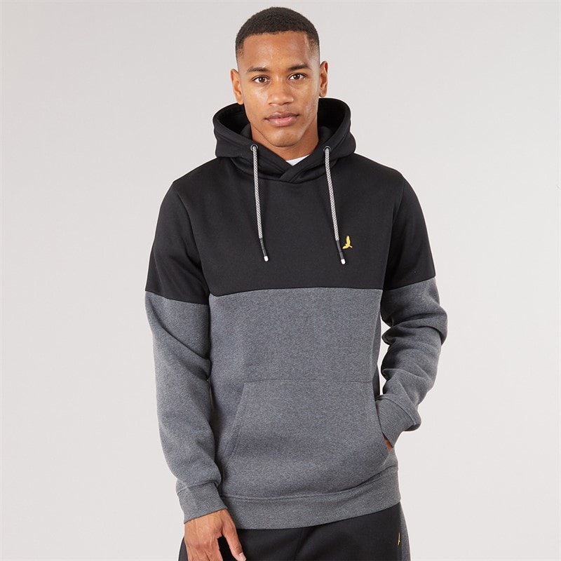 Brave Soul Mens Creevy Hoodie Black/Dark Charcoal Marl