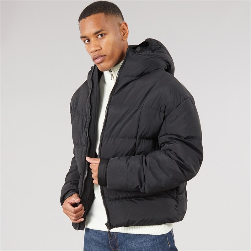 Brave Soul Mens Factory Puffer Jacket Black
