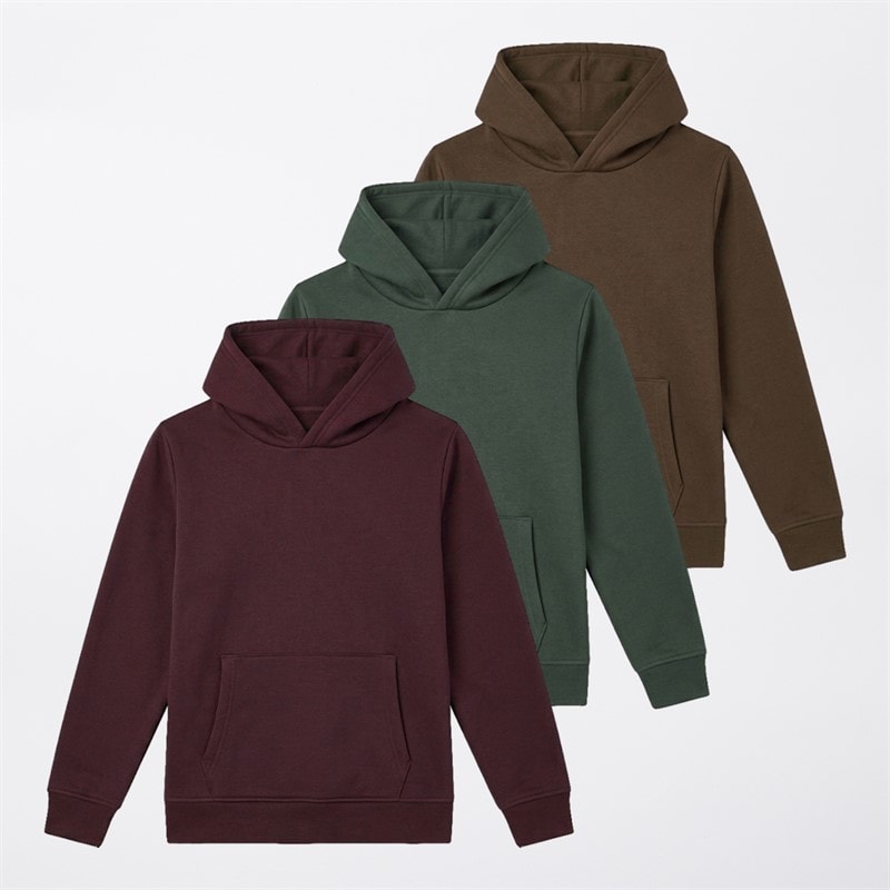 Brave Soul Boys Gaudi Three Pack Hoodies Light Brown/Forest Green/Burgundy