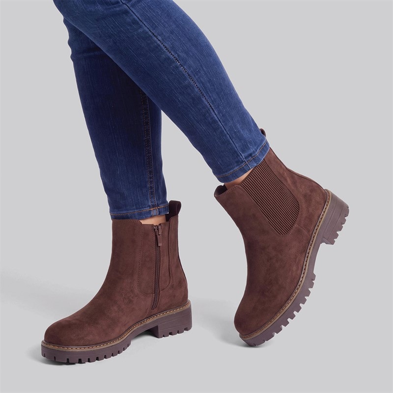 Brave Soul Womens Sam Chelsea Boots Chocolate Brown