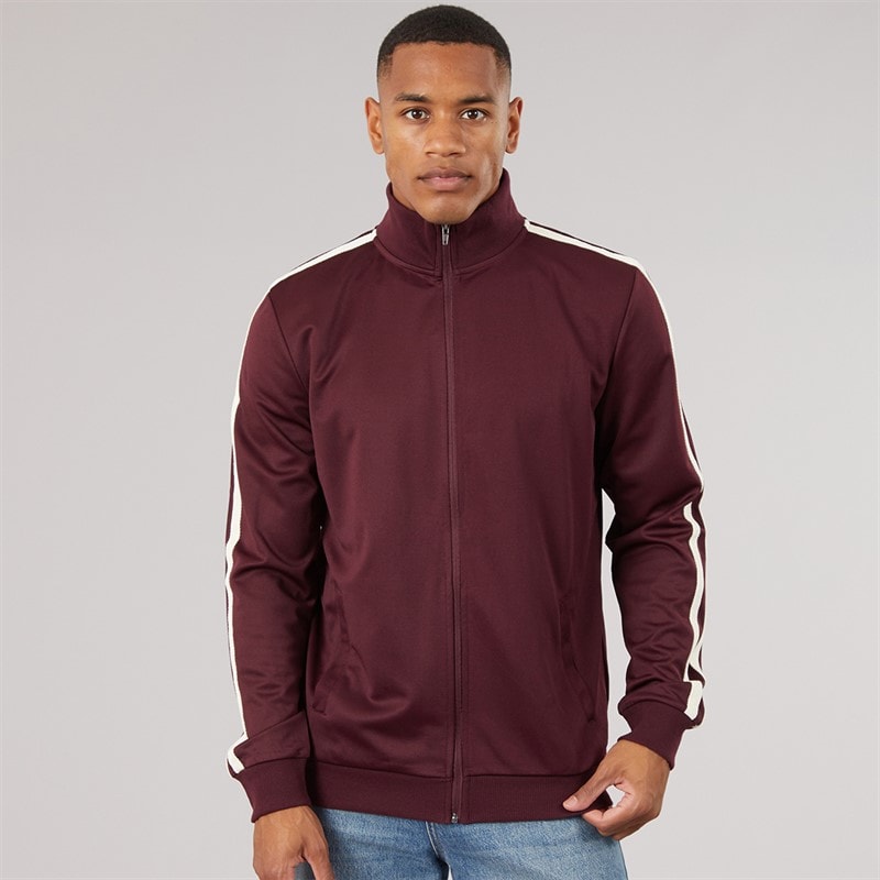 Brave Soul Mens Acis Full Zip Track Top Burgundy