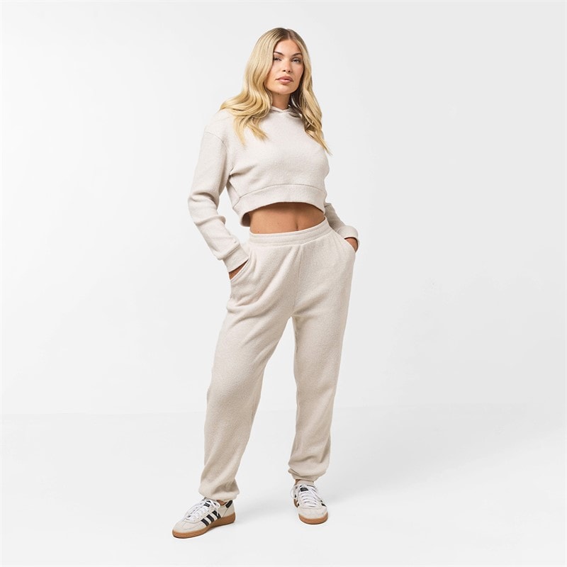 Closure London Womens Ribbed Knitted Tracksuit Oat