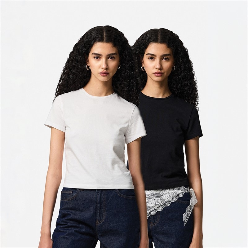 Pieces Womens Amira Two Pack T-Shirts Pink/Yellow