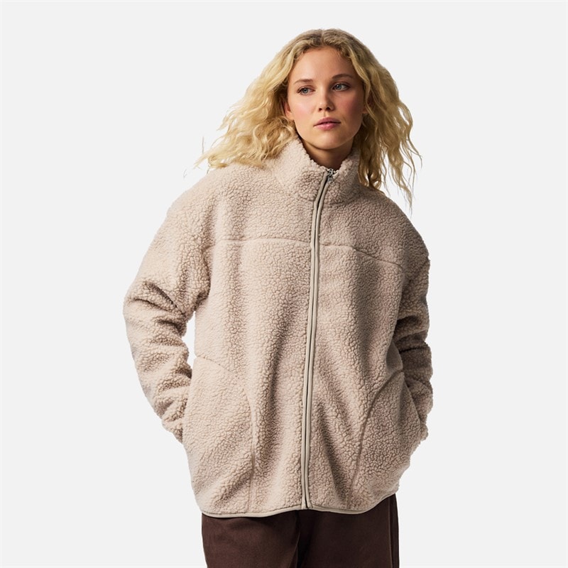 Pieces Womens Adia Teddy Jacket Silver Grey