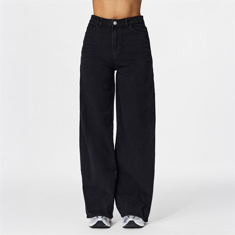 Pieces Womens Elma Wide Leg Jeans Black Denim