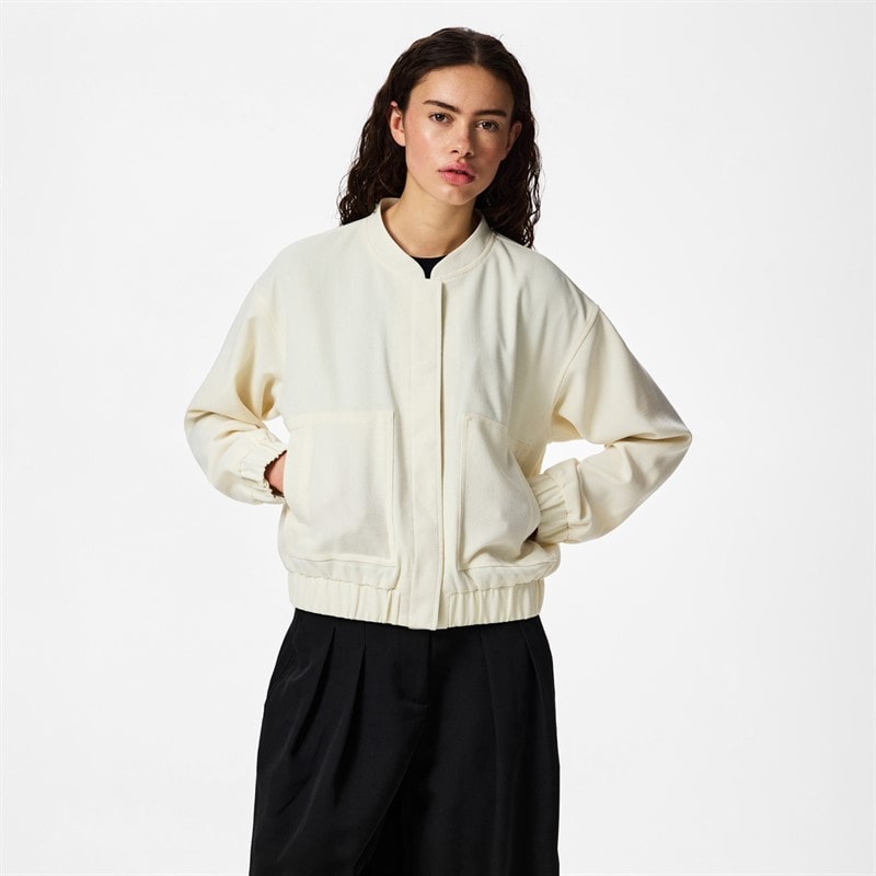 Pieces Womens Annie Bomber Jacket Whisper White