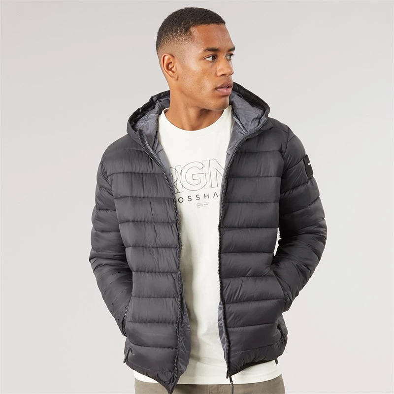 Crosshatch Mens Gattering Puffer Jacket Black