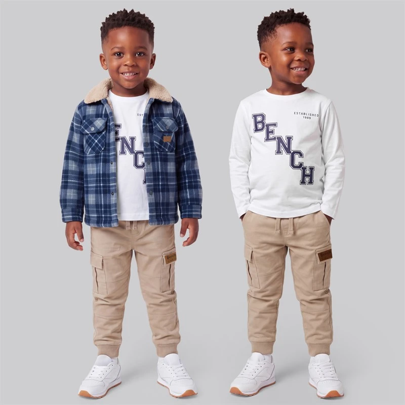 Bench Boys Sherpa Shacket Cargo Trousers And T-Shirt Set | Navy