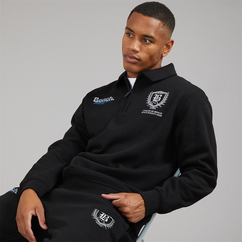 Bench Mens Naxill Oversized 1/4 Zip Sweatshirt Black