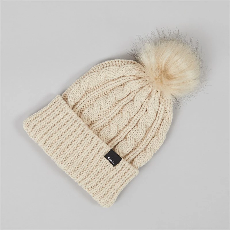 Bench Womens Cable Knit Hat Dark Chalk