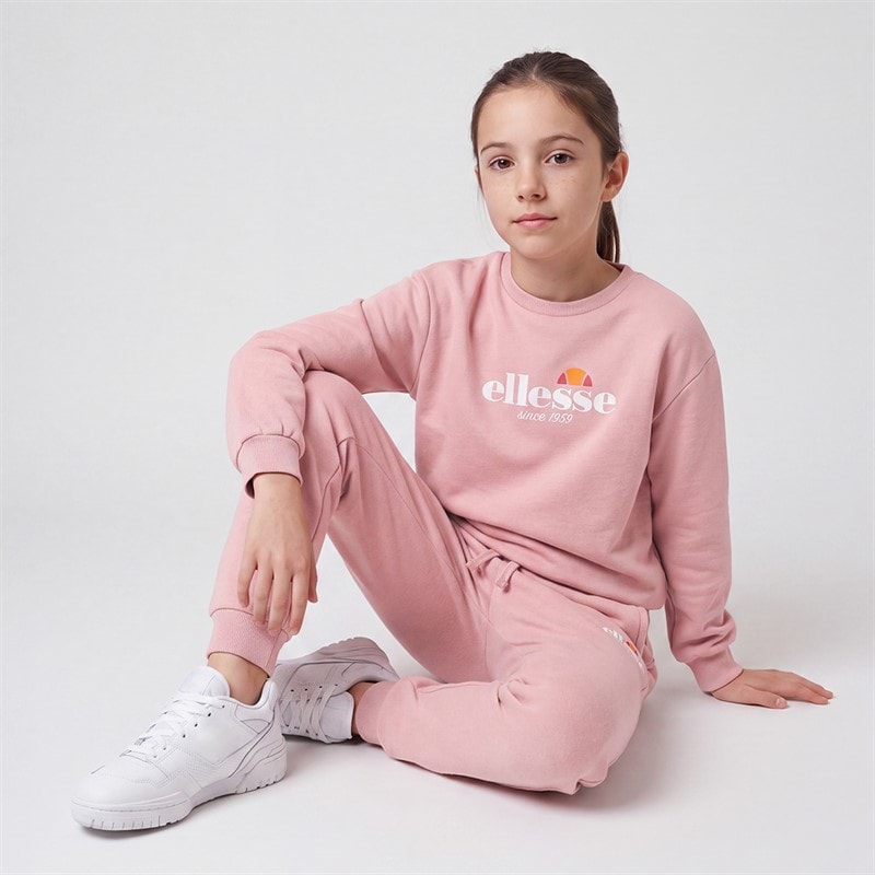 Ellesse Junior Girls Paige Sweatshirt And Joggers Pink