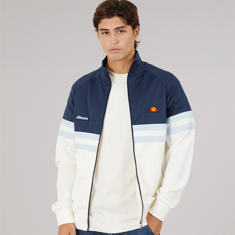 Ellesse Mens Rimini Full Zip Track Jacket Off White/Navy