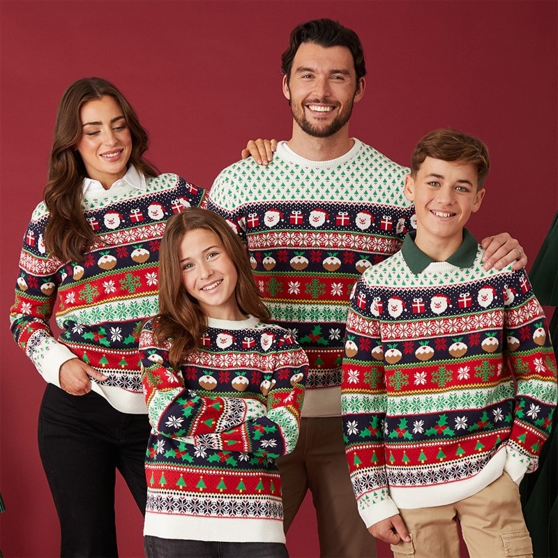 Fluid Mens Jacquard Christmas Jumper Multi