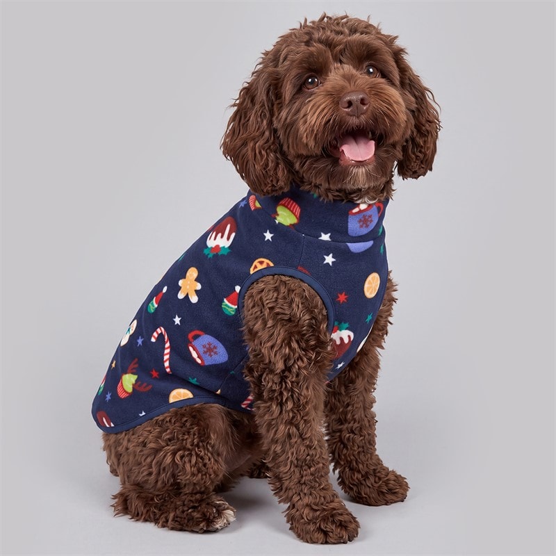 Fluid Dog Microfleece Christmas Jumper Multi Navy