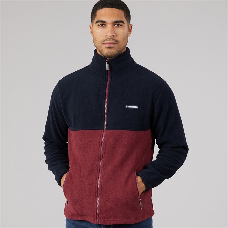 Lambretta Mens Contrast Polar Fleece Dark Navy/Burgundy