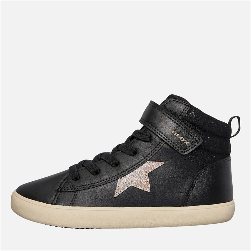 GEOX Junior Girls Gisli Hi-Top Trainers Black/Champagne