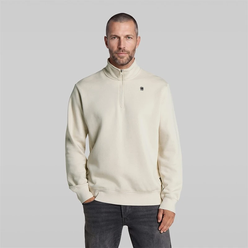 G-STAR Mens Half Zip Sweatshirt White