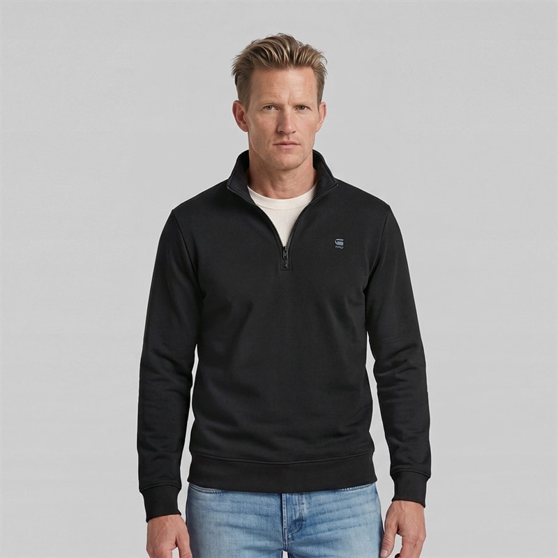 G-STAR Mens Core Half Zip Sweatshirt Black