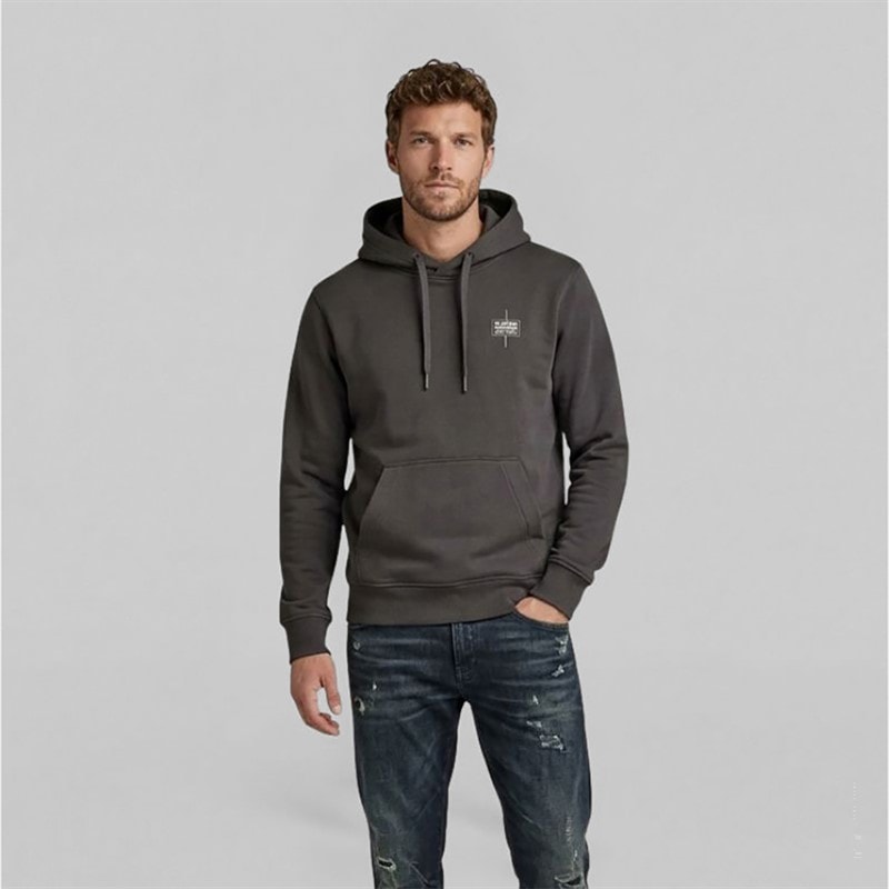 G-STAR Mens Logo Hoodie Grey