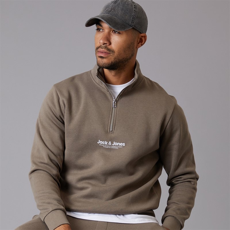 JACK & JONES Mens Vesterbro 1/4 Zip Sweatshirt Falcon