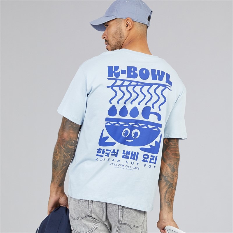 JACK & JONES Mens Oricon Graphic T-Shirt Subdued Blue