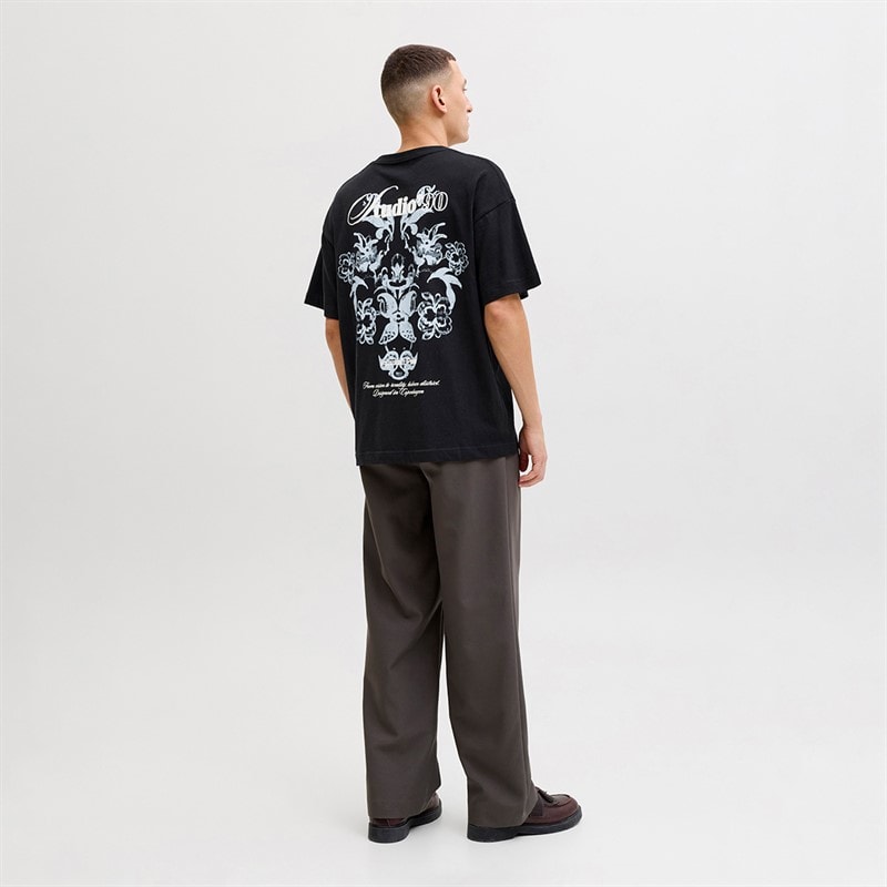 JACK & JONES Mens Montauk AOP Back T-Shirt Black Detail Bandana