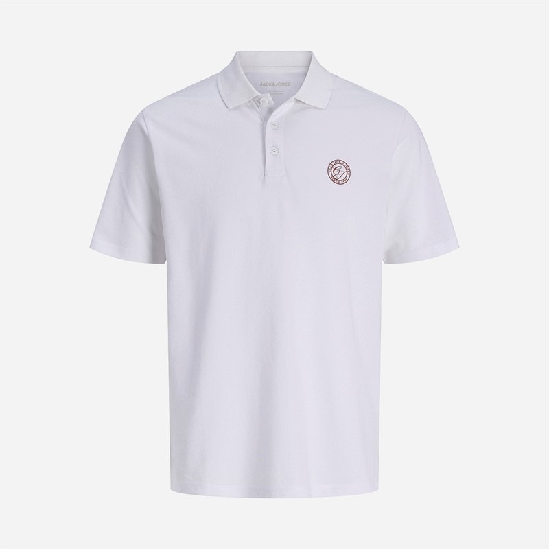 JACK & JONES Mens Alliance Polo Shirt Bright White